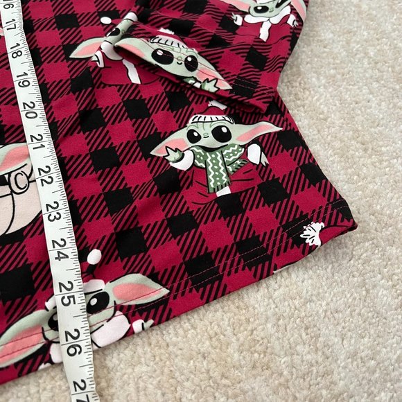 3 for $6 Disney Star Wars Adult Christmas Grogu Baby Yoda Pajamas Top L - Picture 5 of 7